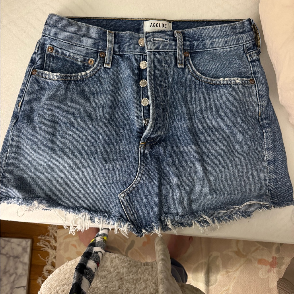 Agolde Denim Mini Skirt Size 25 Worn Once In Perfect Condition